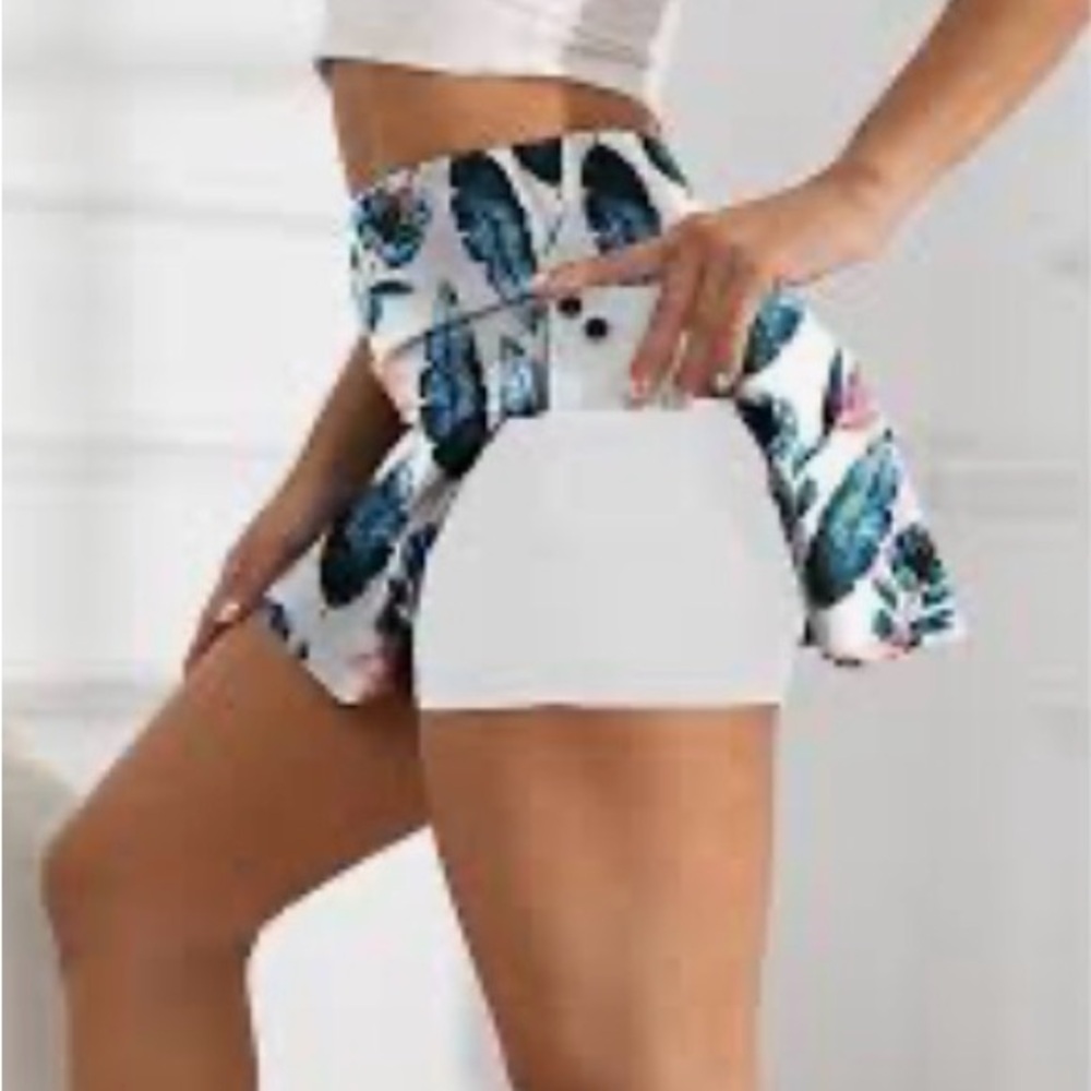 Floral Blue and Pink Women's Skort - Picture 2 of 5